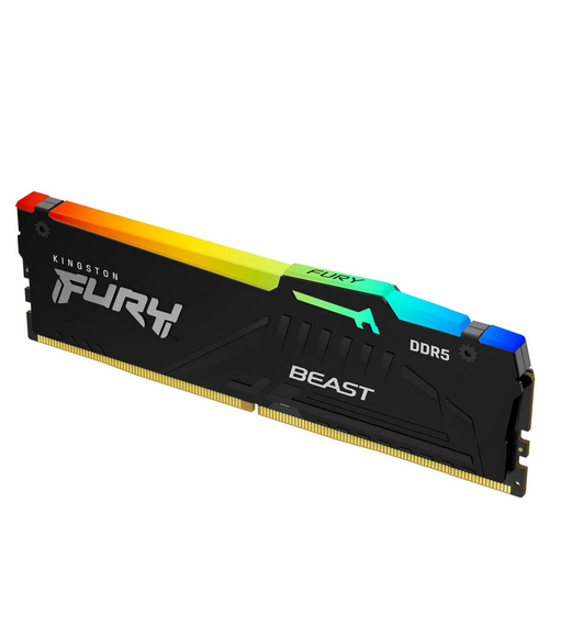 ოპერატიული მეხსიერება Kingston Fury Beast 16GB DDR5 6000MHz Black RGB (KF560C30BBEA-16) 48000 MB/s, CL30, 1.4 V, EXPO, XMP profile, heatsink, backlight