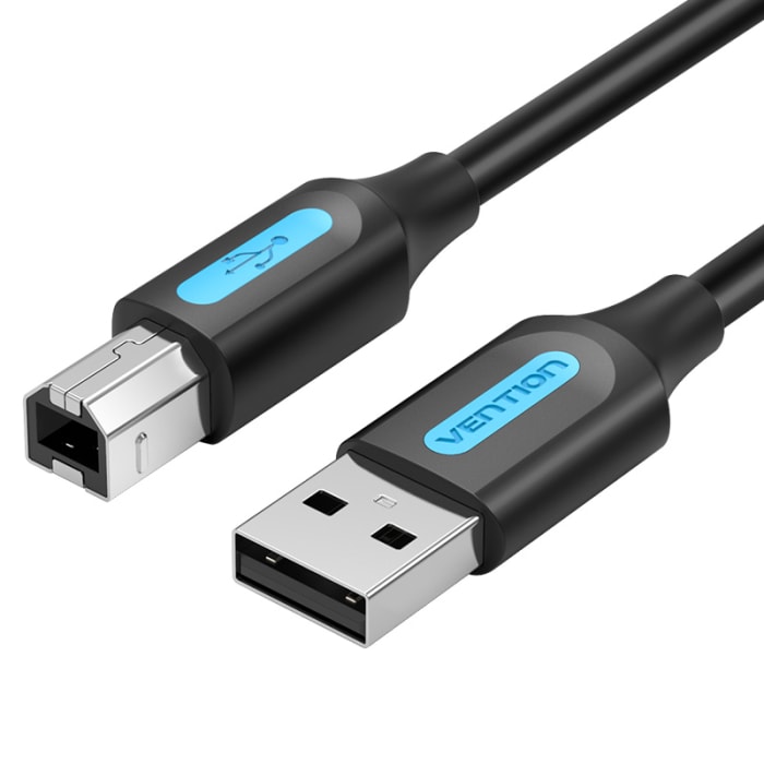 USB კაბელი 1.5მ Vention Model/Item-NO: <COQBG > USB 2.0 A Male to B Male Cable 1.5M Black PVC Type