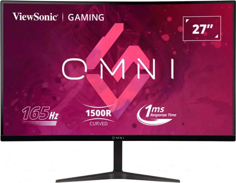 მონიტორი Viewsonic Gaming Monitor VX2718-2KPC-MHD FreeSync 27 Curved, VA, 2560 x 1440 QHD, 165 Hz, 16:9, 250 nits, 80M:1, 1ms, 2x HDMI® 2.0, 1x DP 1.4, VESA 100 mm, 2W (x2), 2Yr