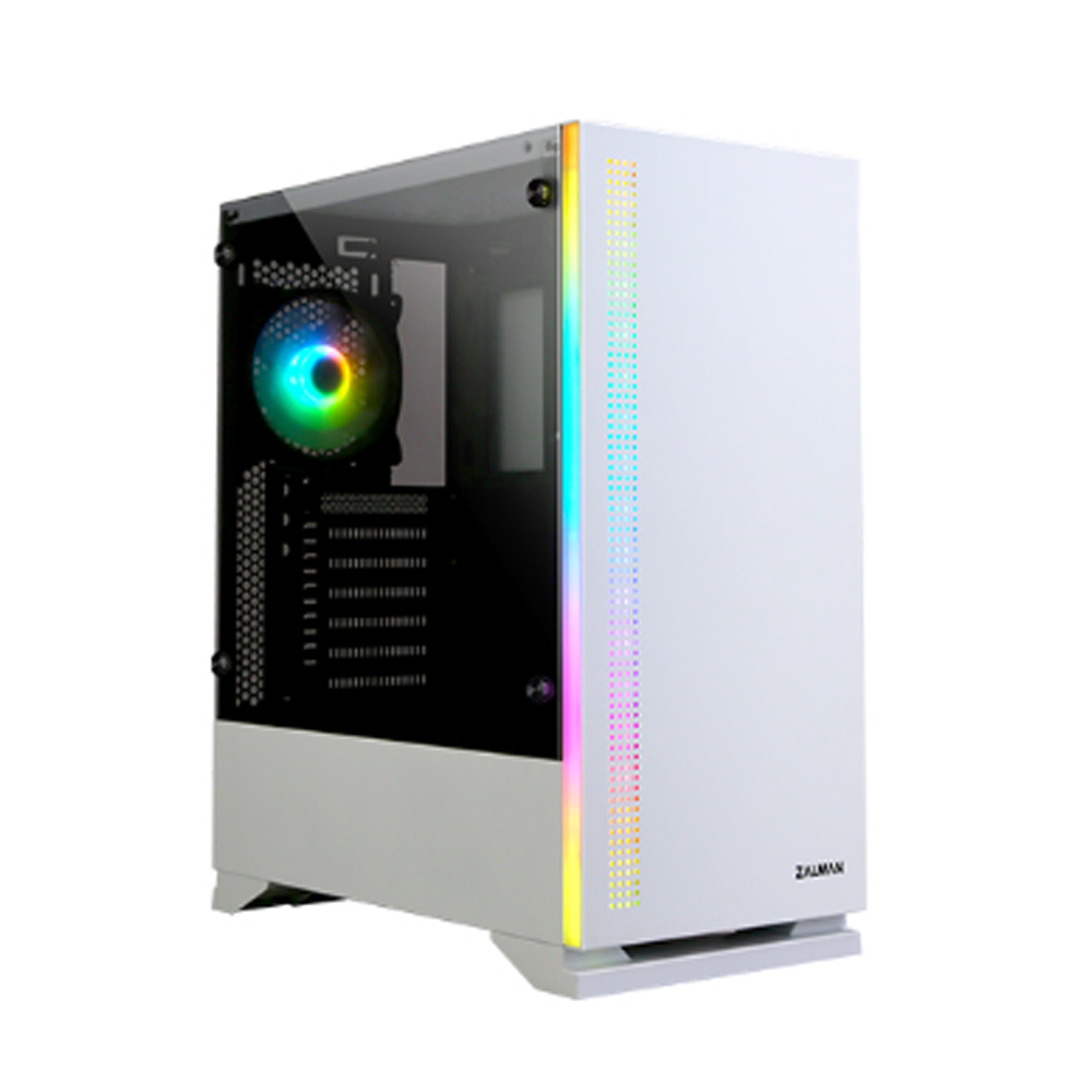 კომპიუტერის ქეისი Zalman Computer case S5, RGB,tempered glass (side panel), without PSU, white