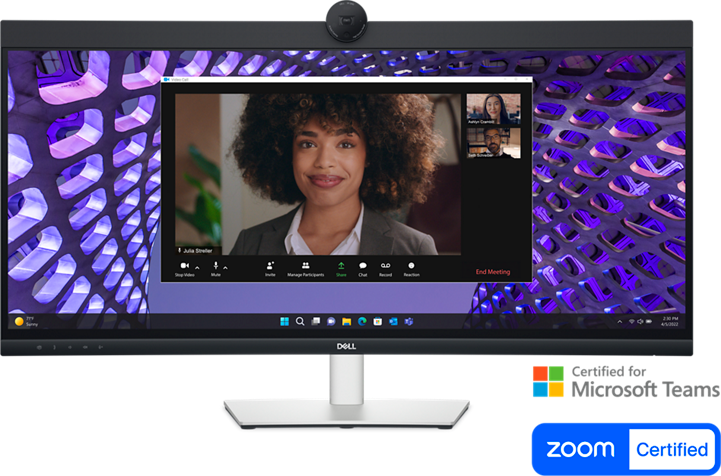 მონიტორი Dell 34" Curved Monitor P3424WEB IPS WQHD 3440x1440 3800R 21:9 300cd/m 5ms HDMI DP USB-C PD 1 x RJ45 4xUSB Cam&Mic Black 3YrW