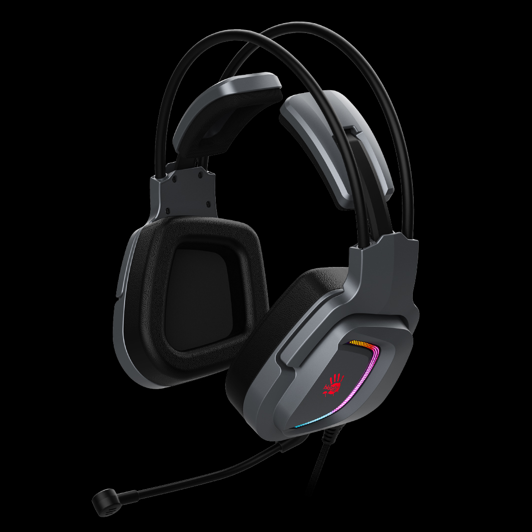 ყურსასმენი Bloody G575 Pro 7.1 Virtual Surround Sound RGB USB Gaming Headphone USB (Gun Grey) | Speaker Unit: Φ50mm Hybrid Diaphragm Frequency Response: 20 Hz - 20 KHz | Sensitivity: 105 dB | Impedance: 16 ohm | Microphone Frequency Response: 100 Hz-10 KHz | Sensitivity : - 44 dB | Cable Material: Tangle-Free Braided Cable | Cable Length: 200 cm | Port: USB Plug
