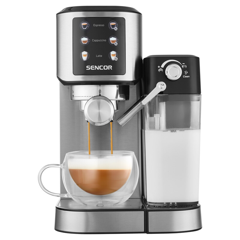 ყავის აპარატი Sencor SES 4910SS Semi-automatic espresso machine | One Touch Espresso, Double Espresso, Latte, Cappuccino or XL size