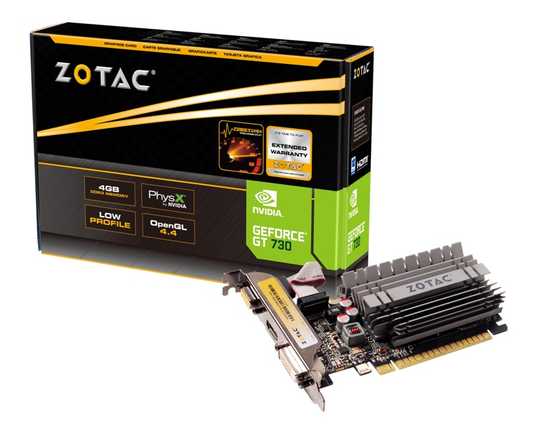 ვიდეო ბარათი ZOTAC Graphic Adapter GeForce GT 730 4GB DDR3 (ZT-71115-20L) | DVI 1 , HDMI 1 , DisplayPort N/A ,VGA 1