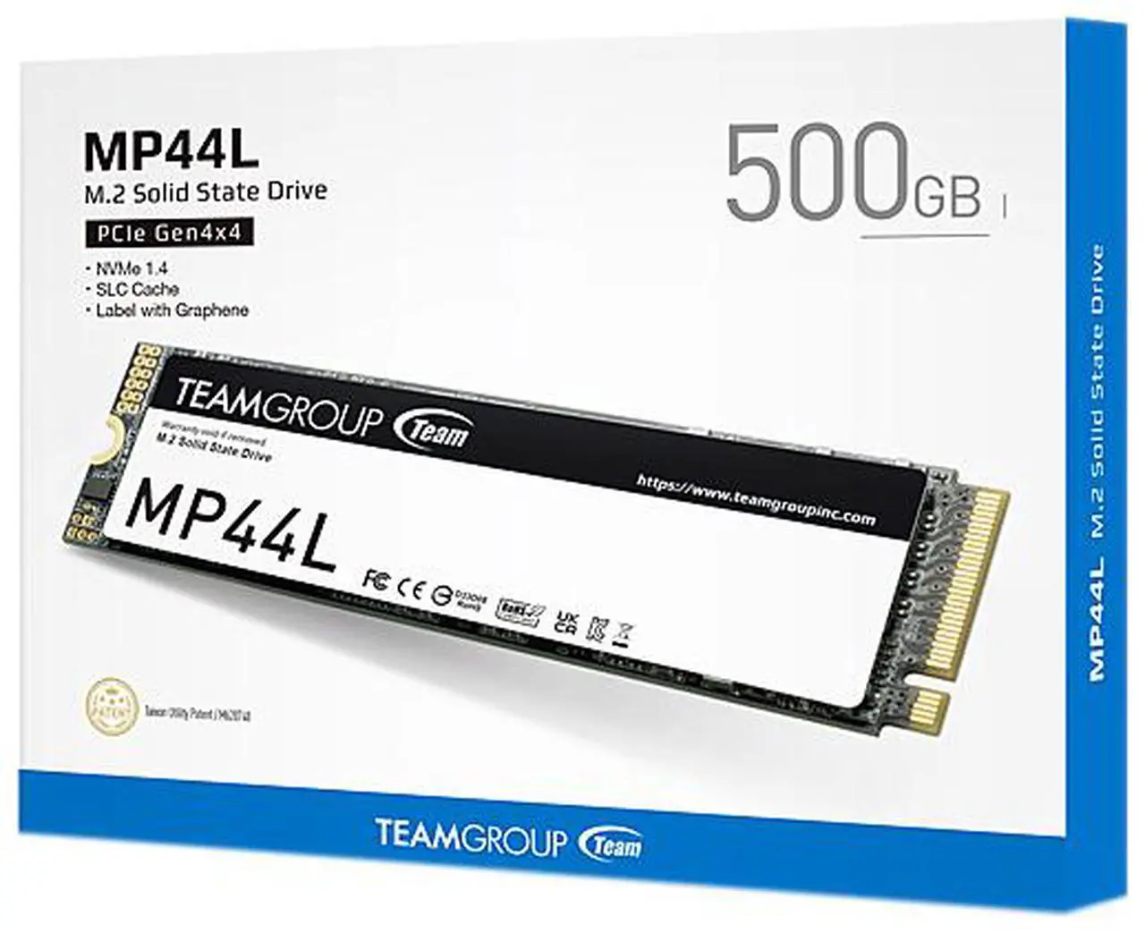 SSD დისკი TEAM M.2-2280 PCI-E Gen4x4 MP44L SSD 500GB TM8FPK500G0C101 Read/Write: 5,000/2,500 MB/s