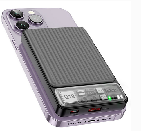 პორტატული დამტენი Hoco Q18 Tourer 22.5W fully compatible power bank with magnetic fast wireless charging  (10000mAh) Black (SKU: 605182)