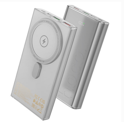 პორტატული დამტენი Hoco Q22 Taurus 22.5W+PD20W magnetic fully compatible power bank with digital display(10000mAh) Gray (SKU: 612142)