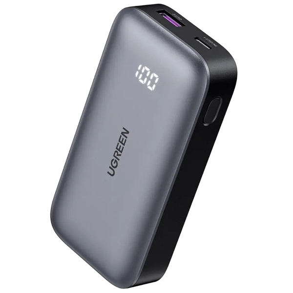 პორტატული დამტენი UGREEN PB502 (25185) Nexode, 10000mAh, USB Type-C, USB, Power Bank, Grey