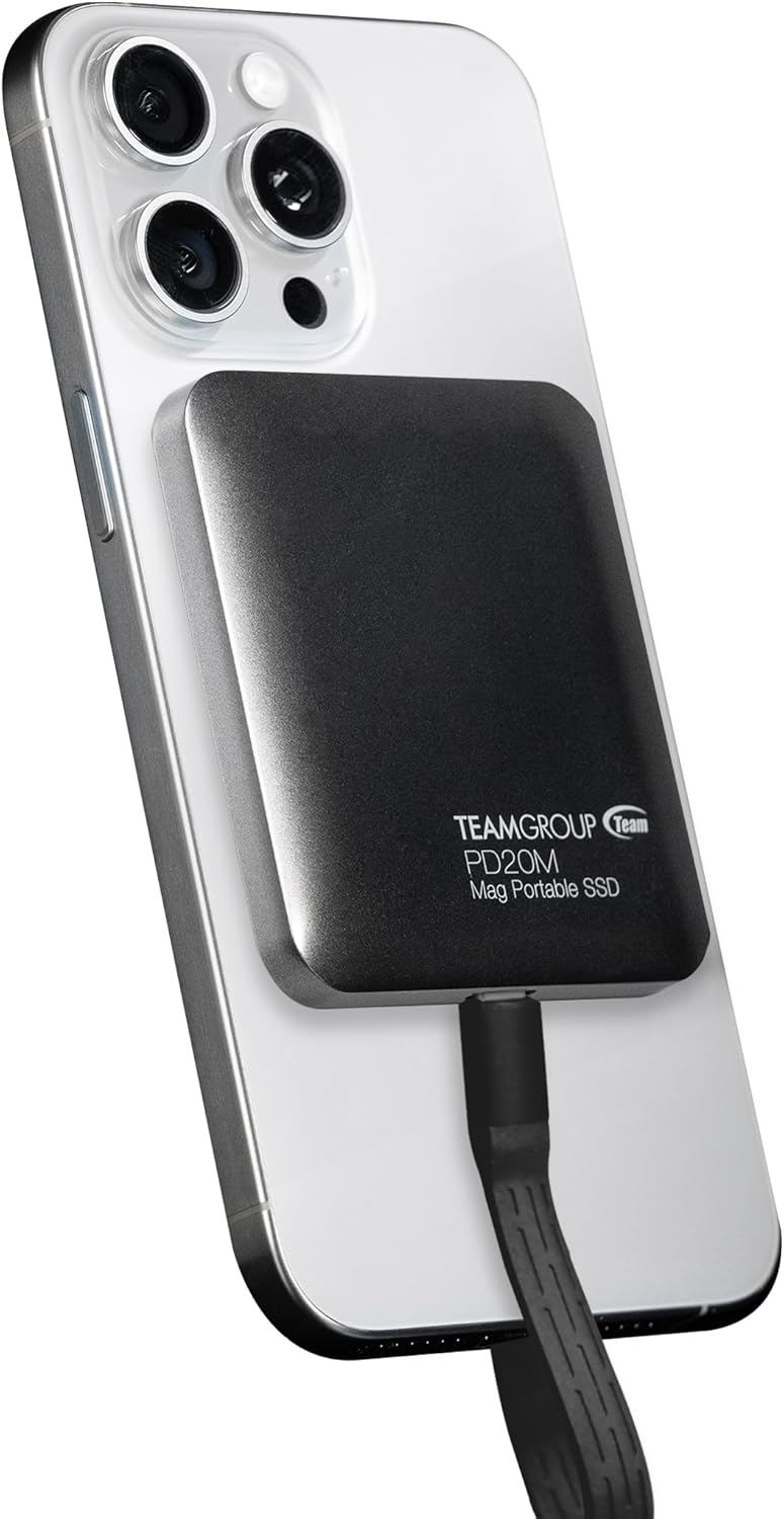 გარე SSD დისკი 1TB  TEAMGROUP (TPSEG2001T0C108) PD20M Mag Portable SSD Titanium Gray, READ/Write 2000MB/s, USB 3.2 Gen2 x2 Type-C,  2YrW