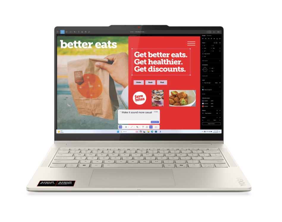 ნოუთბუქი Lenovo Yoga 7 (83JR0060RK), 14" WUXGA (1920x1200) OLED 600nits 60Hz / 24GB Soldered LPDDR5x-7500 / AMD Ryzen™ AI 5 340 (6C / 12T, 2.0 / 4.8GHz, 