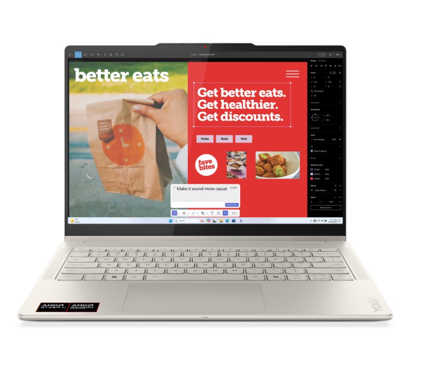ნოუთბუქი Lenovo Yoga 7 (83JR0062RK) 14" WUXGA (1920x1200) OLED 600nits 60Hz / 24GB Soldered LPDDR5x-7500 / AMD Ryzen™ AI 7 350 (8C / 16T, 2.0 / 5.0GHz,